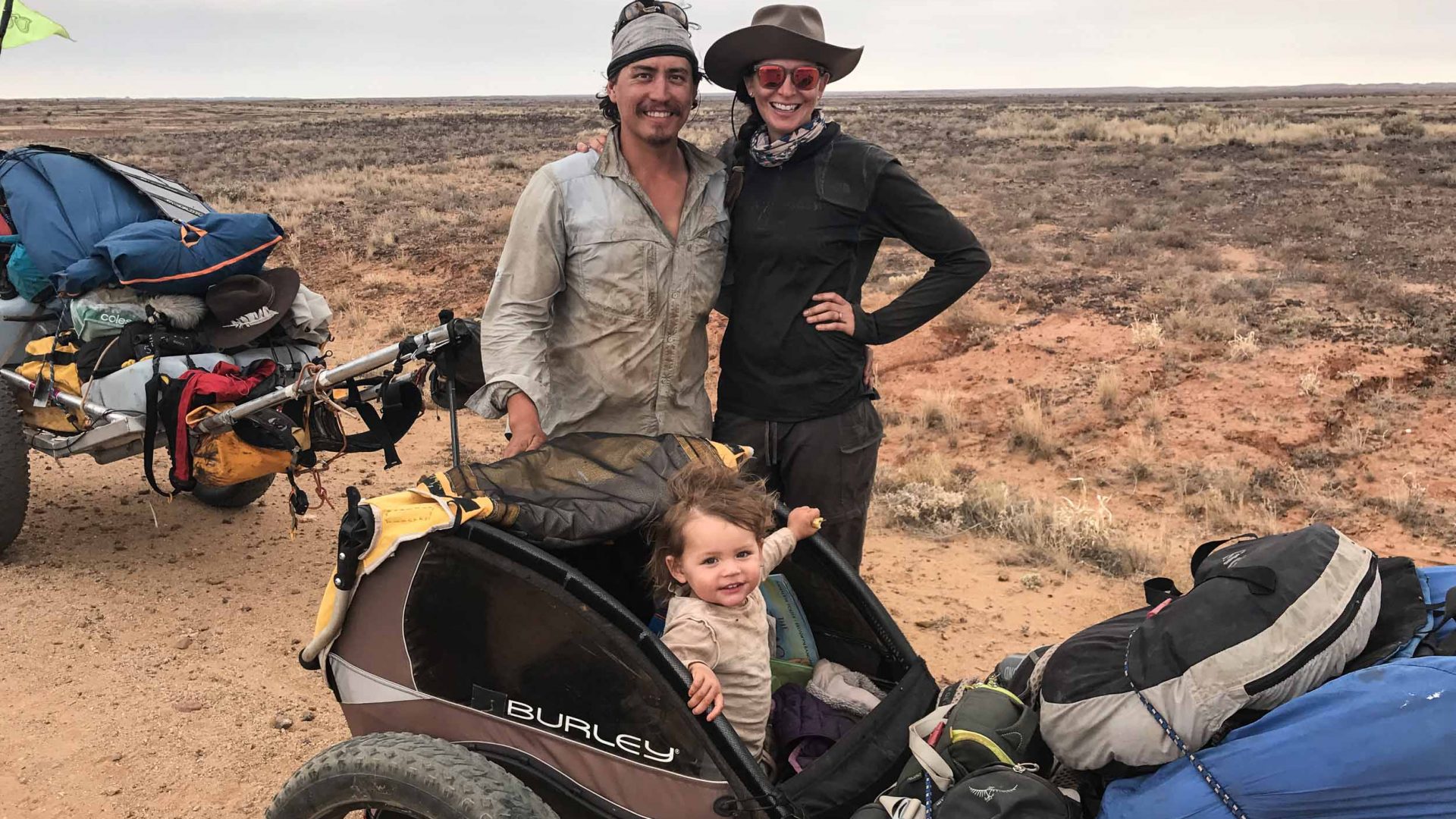 The Jonesys photographed during their 102-day trek across Australia.